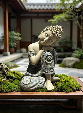 禅意坐佛国风摆件古风睡佛雕像中式坐禅庭院茶室书房茶桌玄关装饰