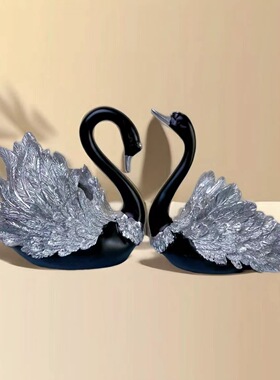 轻奢客厅情侣天鹅摆件高级感家居