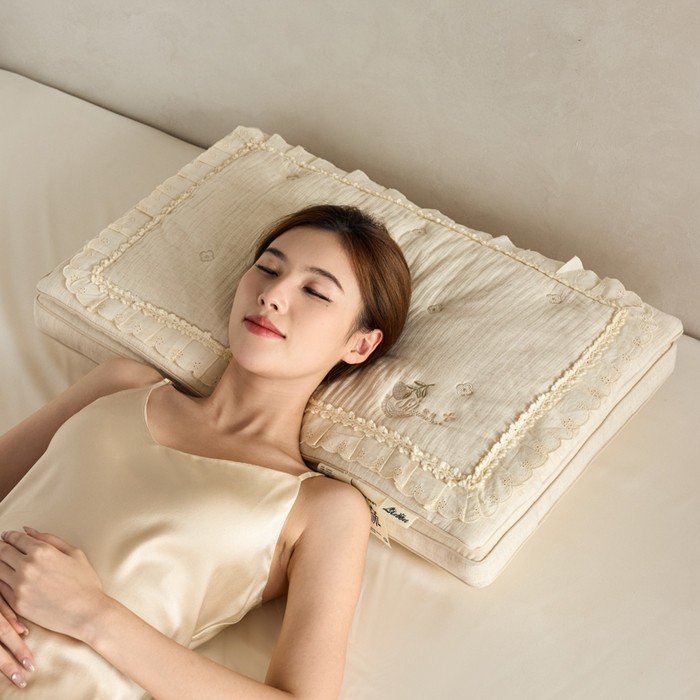 双层可拆花边棉麻蚕丝枕二合一可拆蚕丝棉麻枕头棉麻成人枕芯,淘宝优惠券,粉丝福利购,淘宝优惠卷