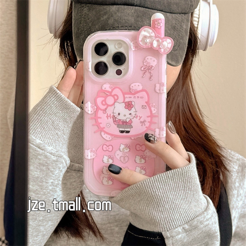 ins可爱豹纹HelloKitty大哥大适用苹果15手机壳iphone16ProMax新款15promax女13超好看16pro创意14全包保护套 - 图0