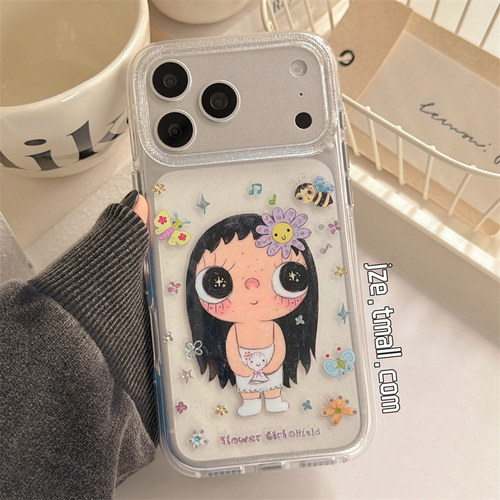jze 卡通可爱蝴蝶花朵小玉适用苹果17ProMax手机壳iphone16pro新款17少女心15pro带链条14全包透明防摔手机套 - 图2