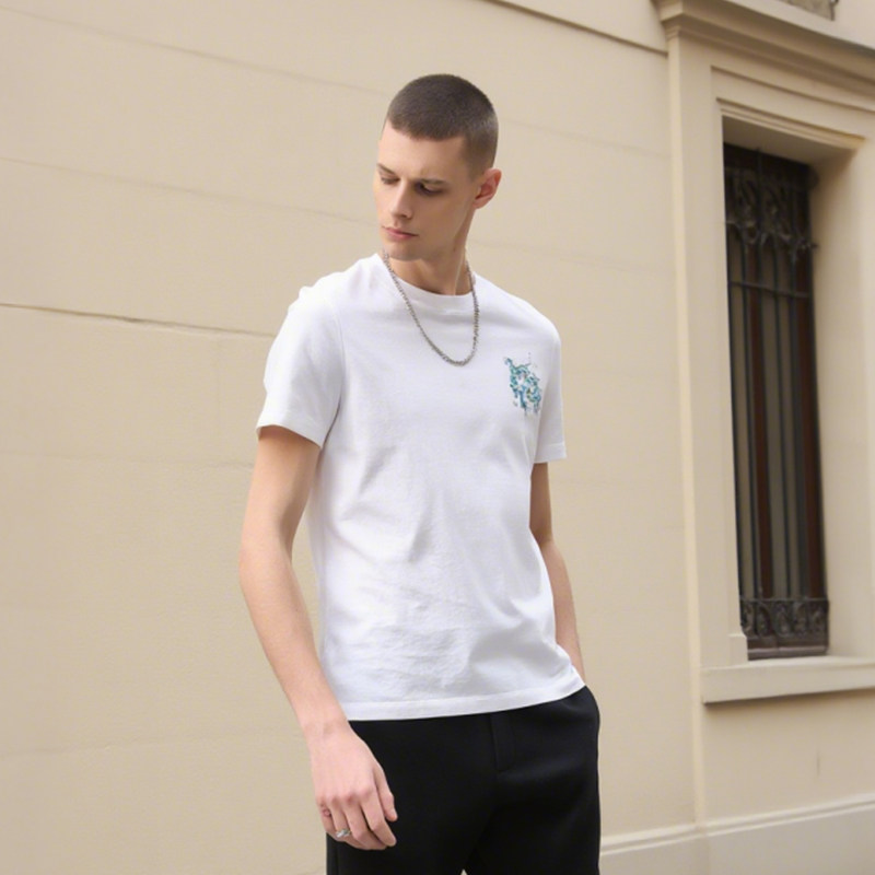 DAVID NAMAN【纯棉】夏新款百搭烫钻LOGO标男薄款凉爽圆领短袖T恤,淘宝优惠券,粉丝福利购,淘宝优惠卷