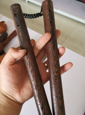 非洲黑檀木双截棍木质坚硬 鸡翅木双节棍 实木武术棍直
