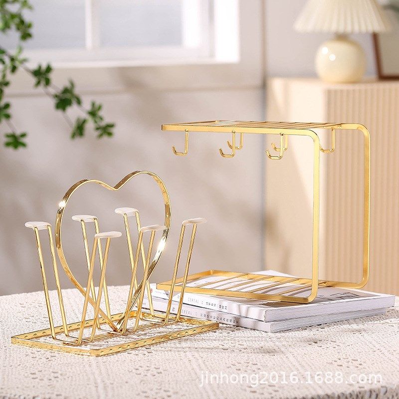 日式铁艺沥水杯架欧式创意轻奢置地水杯倒挂架厨房水具套装收纳架,淘宝优惠券,粉丝福利购,淘宝优惠卷