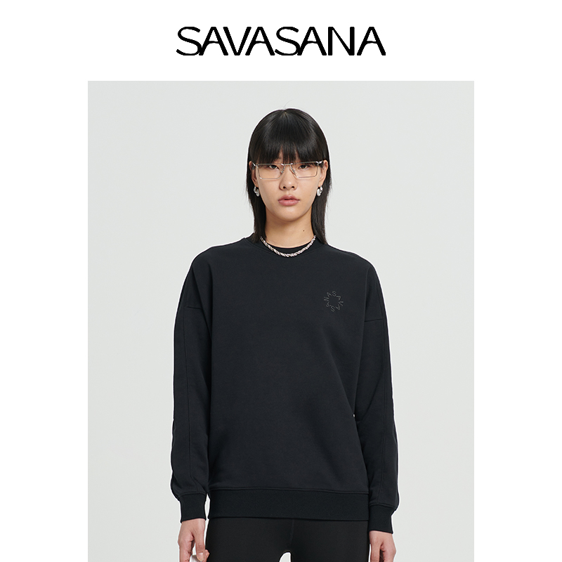 savasana春季十色棉质运动风圆领女卫衣