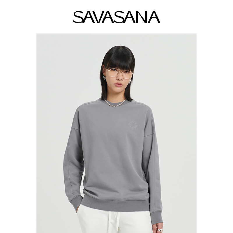 savasana春季十色棉质运动风圆领女卫衣