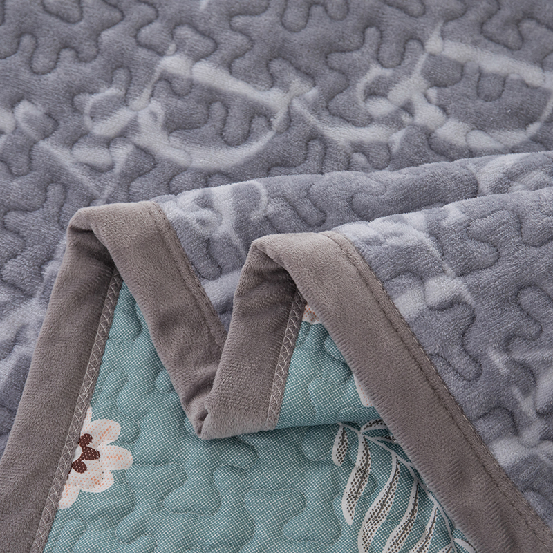 冬季加厚牛奶绒夹棉床盖单件加绒法兰珊瑚绒榻榻米床单人沙发盖毯 - 图2
