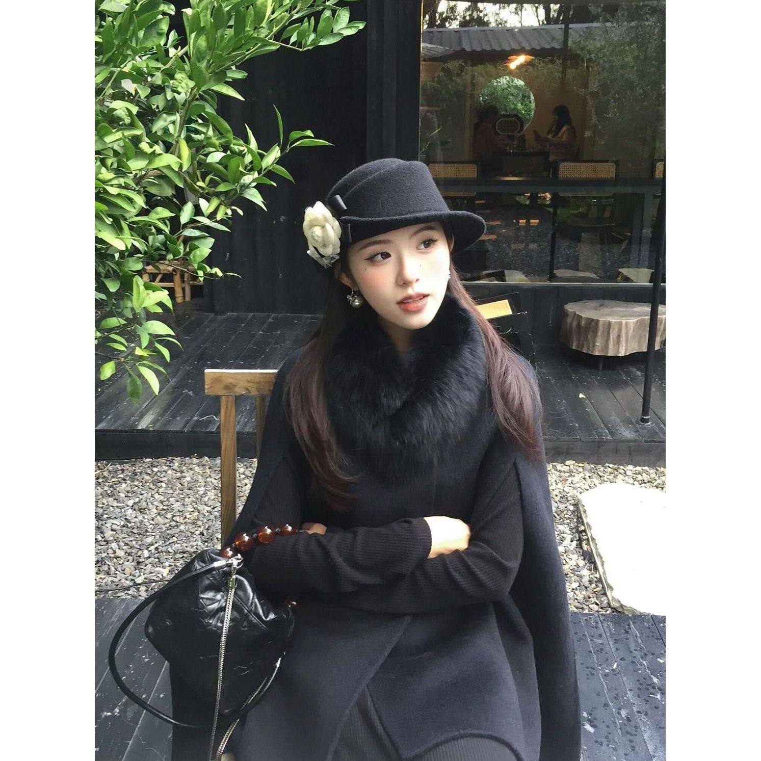 财阀千金 羊毛双面呢斗篷毛呢外套女秋冬短款呢子大衣,淘宝优惠券,粉丝福利购,淘宝优惠卷