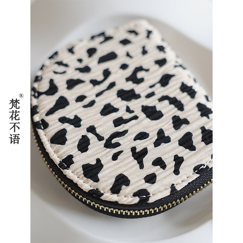 梵花不语精致豹纹卡包一体女零钱包 梵花不语卡包