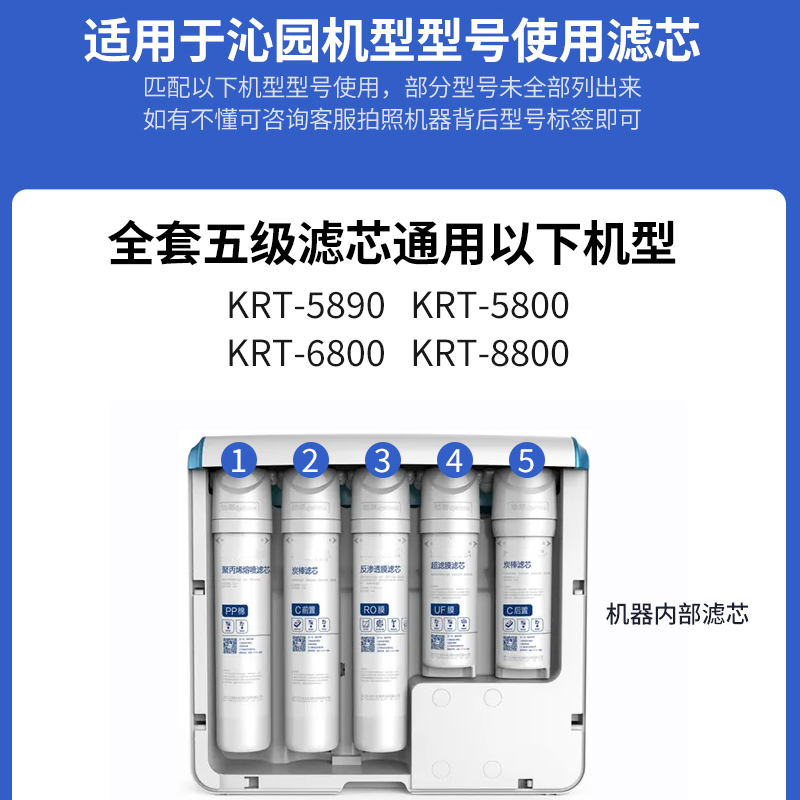 芯园适用沁园净水器滤芯五级套装模块式KRT-5800/5890/6800/8800 - 图1