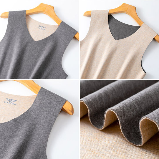 蚕丝保暖背心男秋冬季无痕德绒发热羊毛加厚加绒打底内搭坎肩马甲