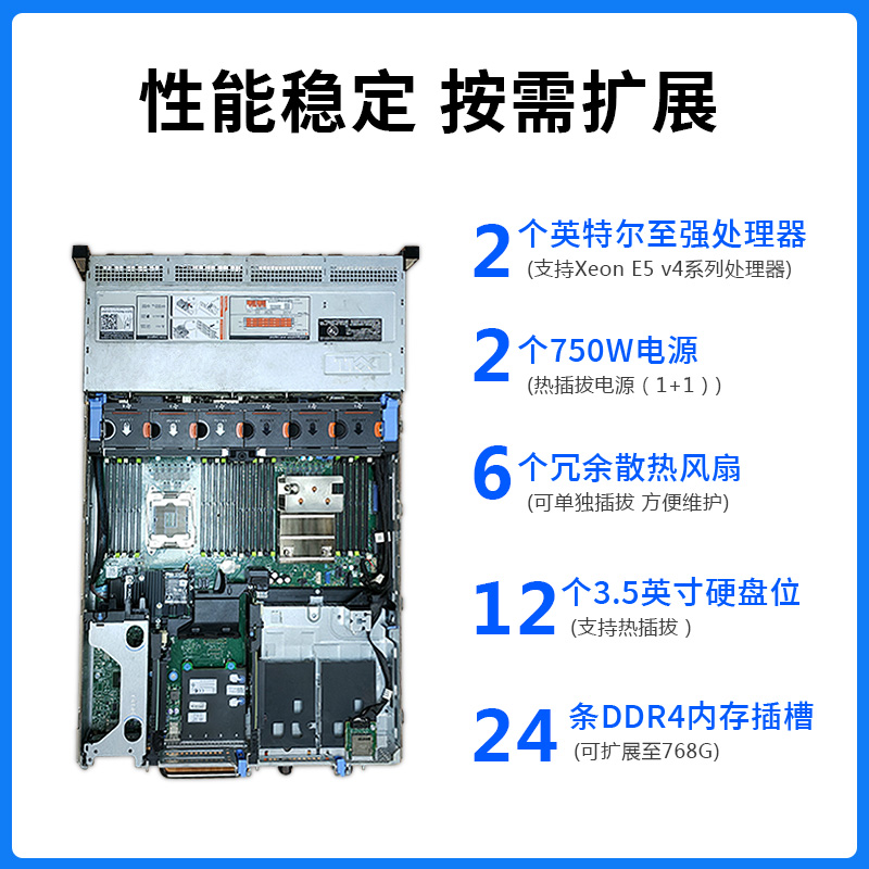 Dell戴尔R730xd服务器主机2U机架式虚拟数据库云计算存储R740R630 - 图1