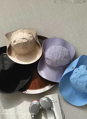 纯色速干渔夫帽女春夏大檐防晒遮阳帽子户外露营登山帽时尚休闲男