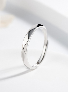 AKAK简约时尚素圈999纯银戒指