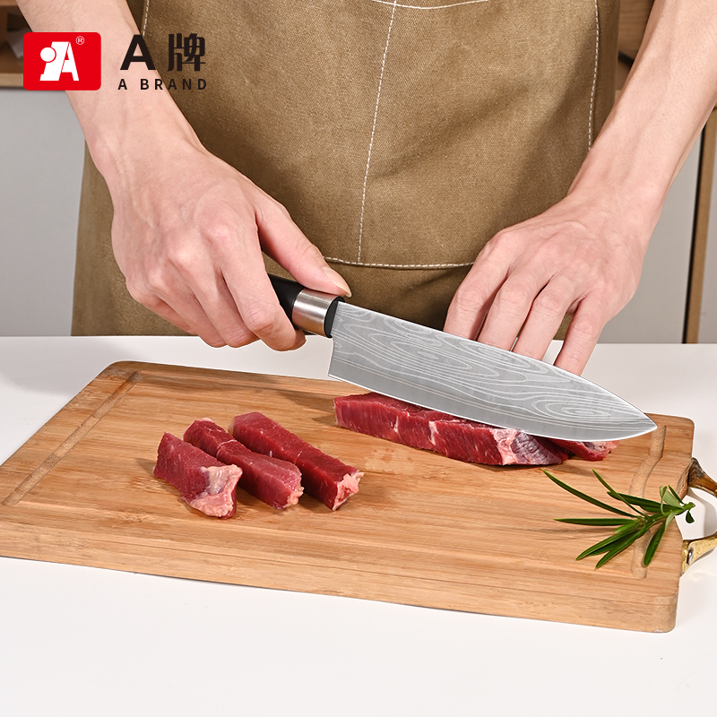 A牌 大马士革纹厨师刀小菜刀厨片刀切西瓜家用切水果多用刀料理刀