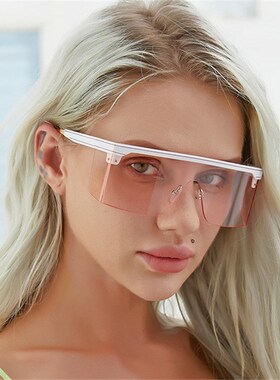 2021新款太阳镜欧美ins大方框无框连体墨镜女防护眼镜sunglasses