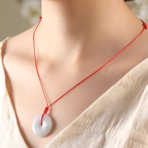 极细穿小孔平安扣戒指吊坠挂绳蜡皮玉佩项链绳免绑纯手工编织情侣 - 图2