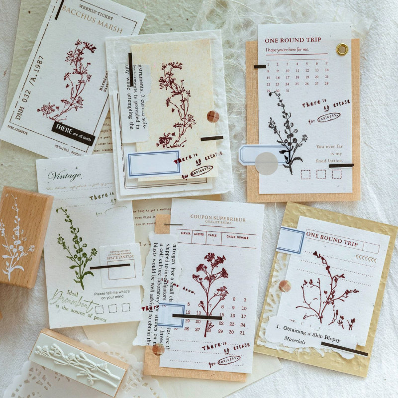 陌墨榉木印章 花枝语系列 INS植物手账DIY素材装饰印画1枚入6款选,淘宝优惠券,粉丝福利购,淘宝优惠卷