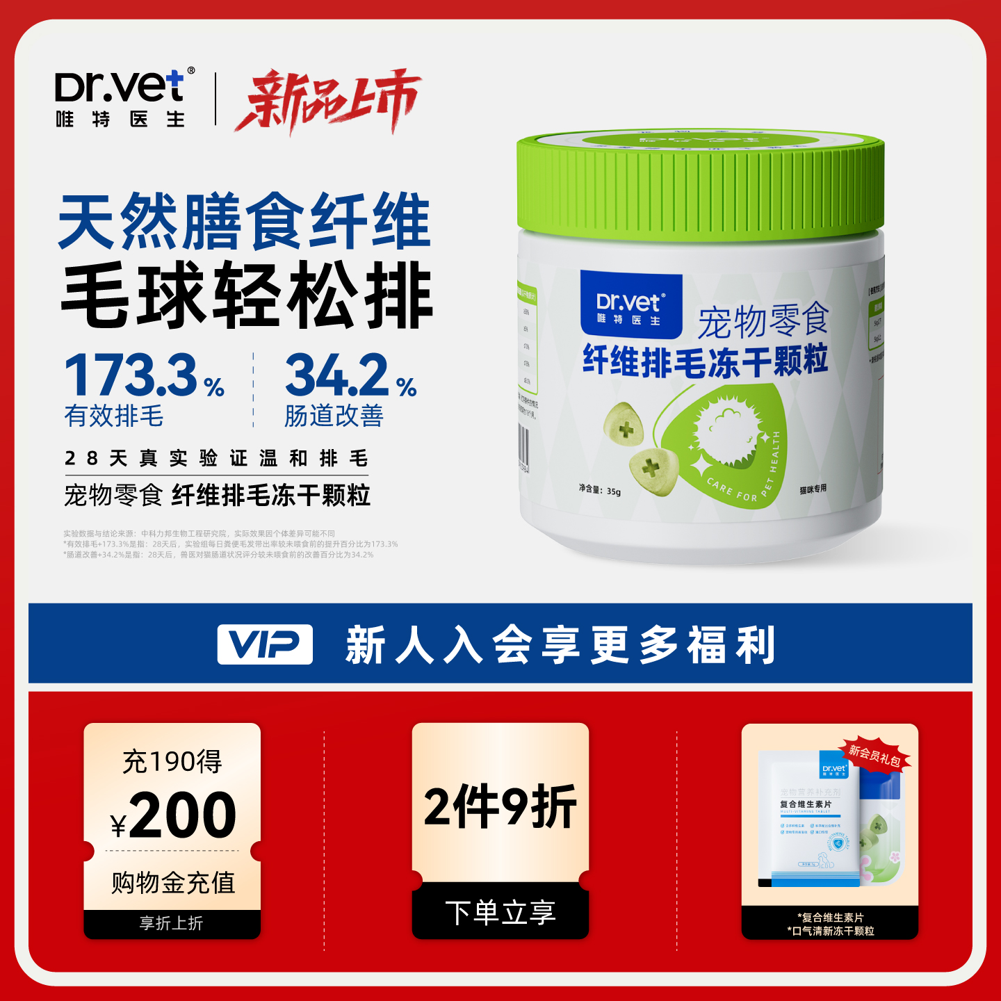 唯特医生猫咪排毛冻干猫咪专用猫草零食纤维素化猫毛排毛球化毛膏