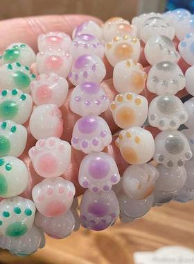 小学生盘的珠子盘珠少儿盘珠手链女生盘串网红手盘珠渐变蜜桃猫爪