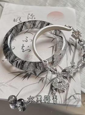 新中式玉蓝冰狐狸手镯女不知春复古古风清冷感平安手链叮当饰品