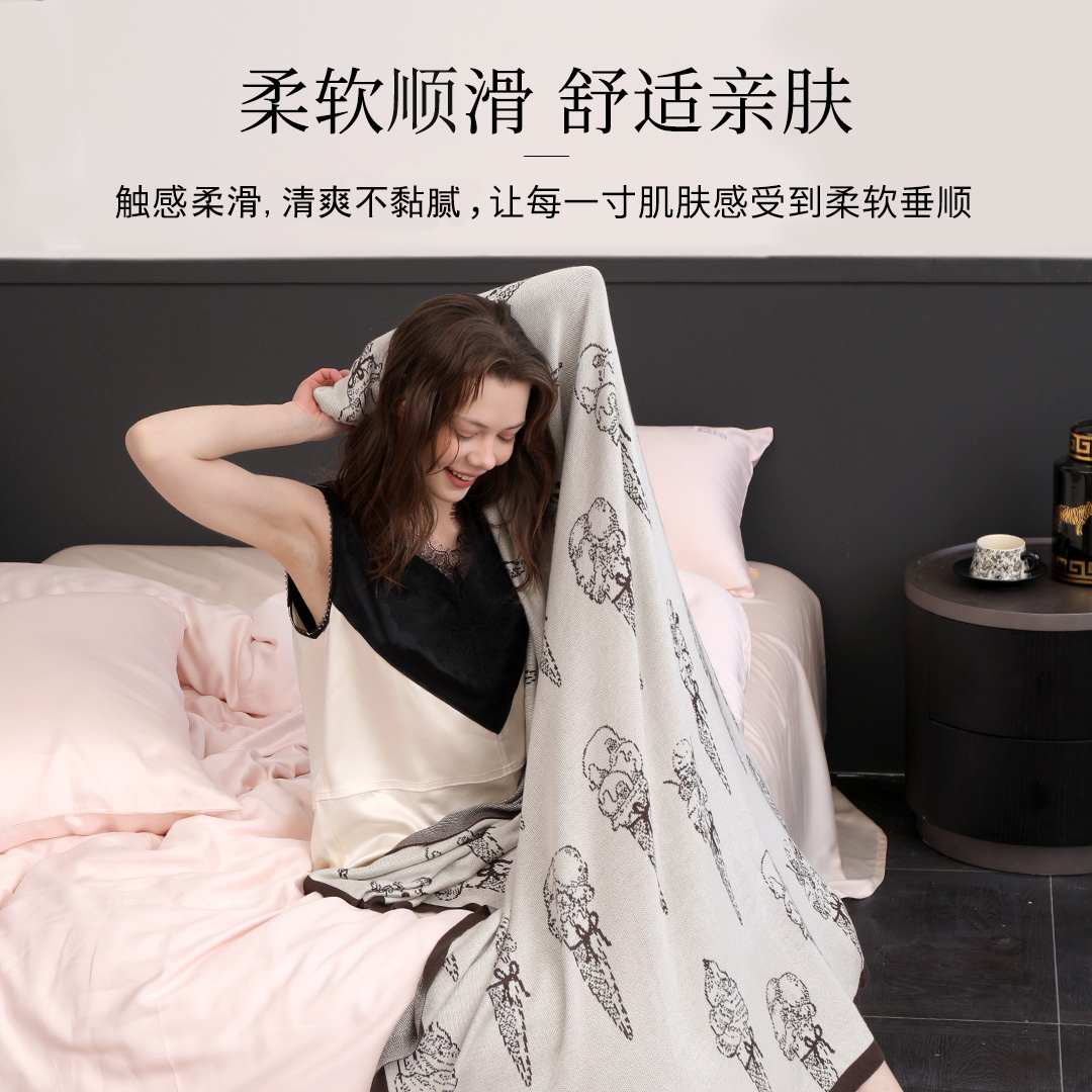 ELLE DECO新品竹纤维毯子办公室沙发盖毯午睡毯空调毯夏季 - 图2