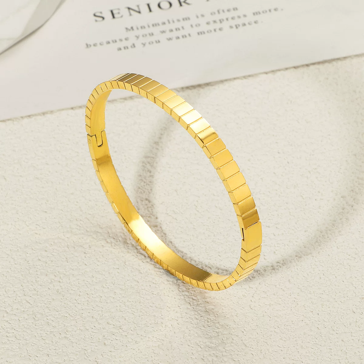 Geometric sophisticated bracelet stainless steel, brand fashionable design golden universal jewelry, light luxury style