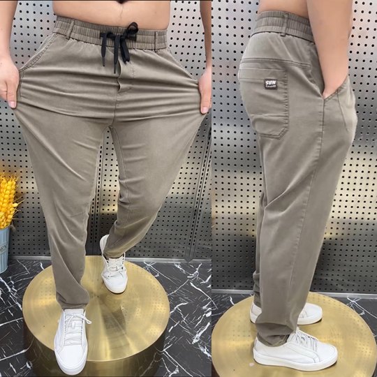 秋季爆款天丝牛仔老爹裤男士宽松简约百搭直筒长裤大码哈伦休闲裤