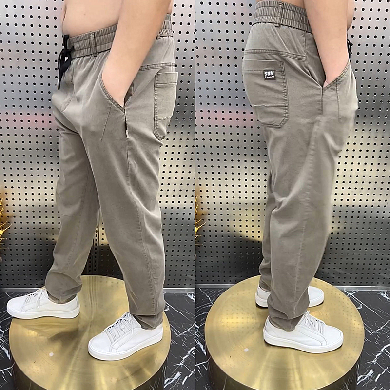春秋爆款天丝棉弹力休闲裤时尚百搭宽松哈伦裤舒适直筒牛仔老爹裤 - 图2