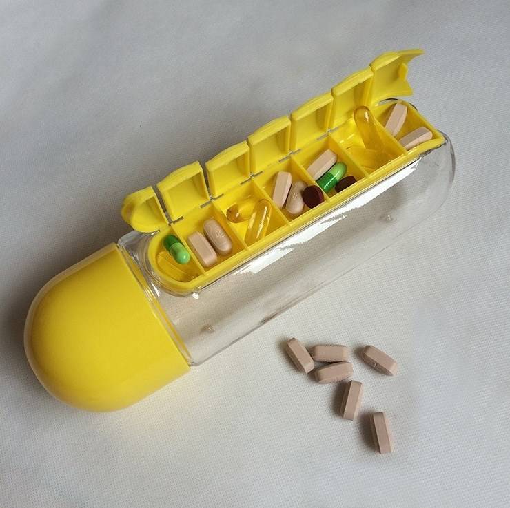 放药杯子带药盒的水杯日本二合一可以装药的杯子七格盒户外携带