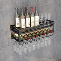 Red Wine Rack Wine Glass Shelf Upside Down Wine Bar Iron Art Wine Rack Creative Bottle Wall Wall-mounted Wine Cabinet Hanging Cup Shelf Home