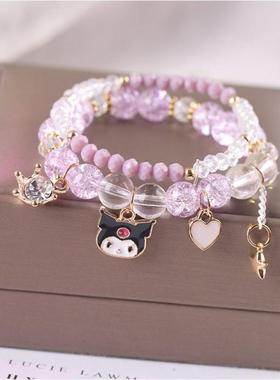 新款女童手链女可爱爆花水晶手串小女孩公主少女手环网红手镯饰品