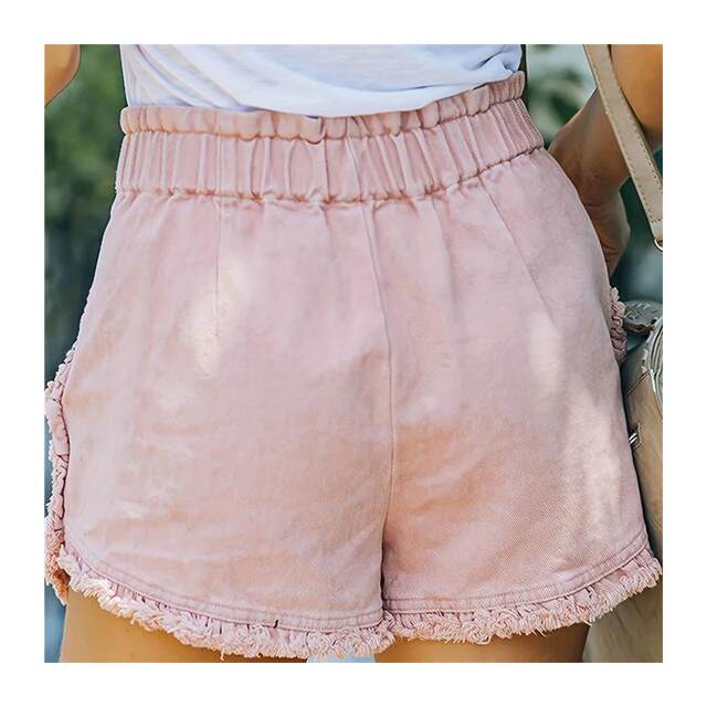 Amazon AliExpress summer cross-border shorts bud pants elastic waistband women's jeans new pocket