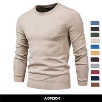 2023 2023 New Winter Thickness Pullover Men O-neck Solid Color Lo