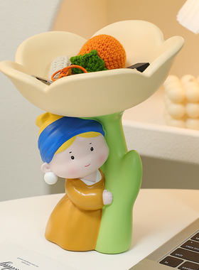 珍珠女孩郁金香钥匙收纳入户玄关电视柜家居轻奢装饰摆件乔迁礼品