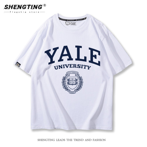美国耶鲁大学YALE短袖t恤男女夏季校服留学生常春藤半袖名校衣服 - 图1