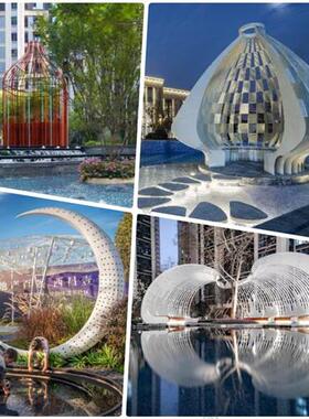 大型不锈钢雕塑定制抽象园林城市户外景观房地产镂空鹿装饰品摆件