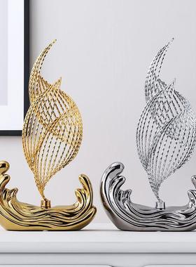 酒柜摆件客厅2025新款创意帆船模型一帆风顺家居客厅装饰品摆件酒