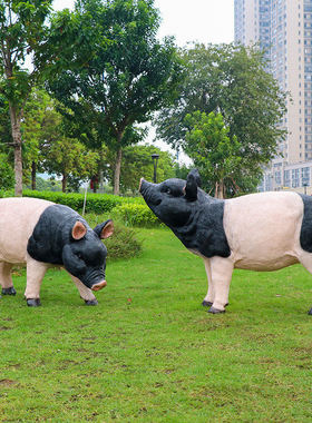 仿真猪摆件花猪小香猪动物雕塑花园庭院农场饭店黑猪模型户外装饰