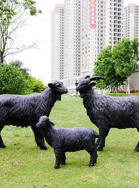牧场公园餐厅饭店户外草坪景观装饰摆件玻璃钢仿真黑山羊动物雕塑