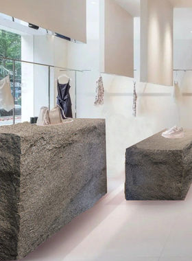 服装店中岛展示台真空心石头大理石底座立柱长方形陈列装饰摆台