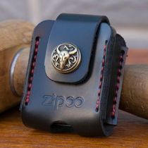 Leather Bull Leather Lighter Protective Sheath Portable Retro Genuine Leather Cow Leather Handhanging Waist Set As Lighter Bag Black