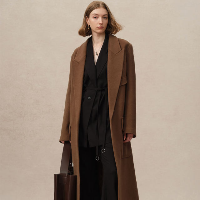 【于文文同款】Fabrique 多色绵羊毛长款大衣2025年新款毛呢外套