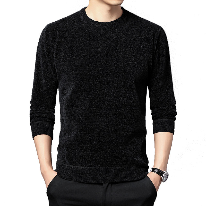 雪尼尔加绒加厚圆领长袖针织衫韩版休闲冬季印花休闲百搭男装潮,淘宝优惠券,粉丝福利购,淘宝优惠卷