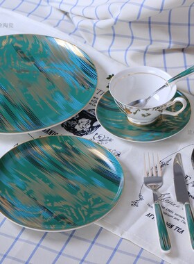 Luxury western style ceramic dinnerware pocelain steak plate