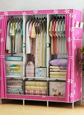 Double Cloth Wardrobe Fabric Steel Tube DIY Assembly Closet