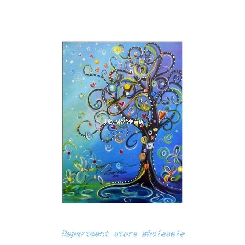 2019 Newly 40x30cm Color Love Tree Oil Canvas Diamond Painti-图1