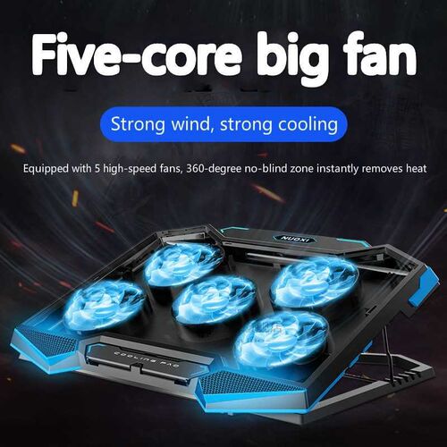 18 Inch Gaming Laptop Cooler Five Fan Led Screen Dual SB Por - 图0