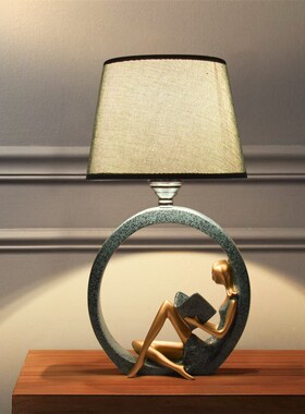 Modern Resin Table Lamp Reading Girl Desk Lights for Bedroom
