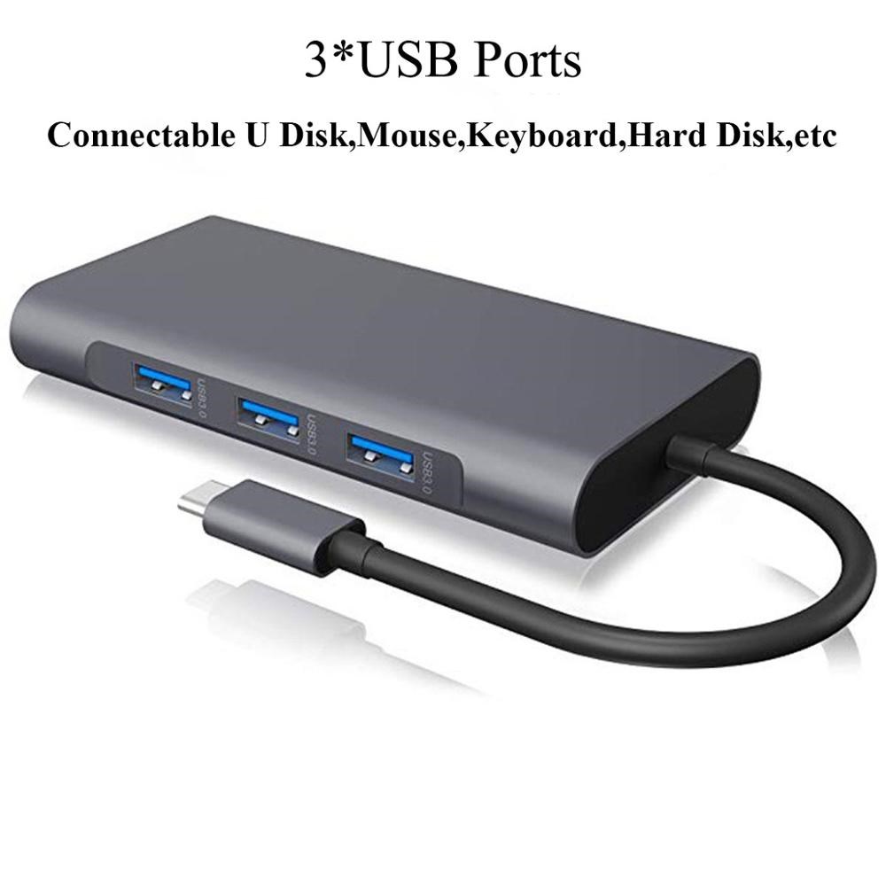 USB HUB C 10 in 1 Thunderbolt 3 Type C Adapter Dock 3 USB 3 - 图1